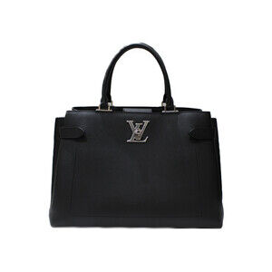 LOUIS VUITTON Lock Me Day Grained Calfskin Leather Noir Handbag strap clochette